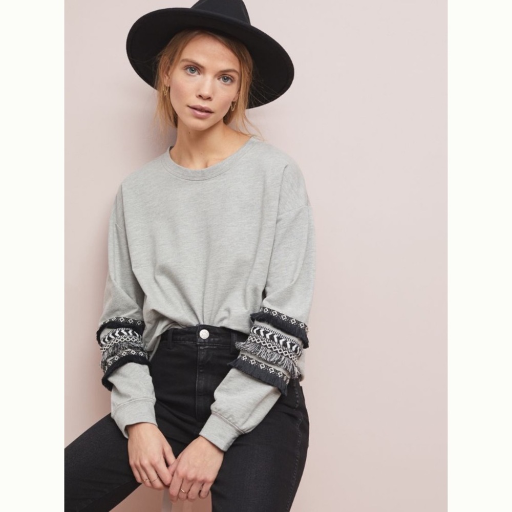 Anthropologie Fringed Sweatshirt